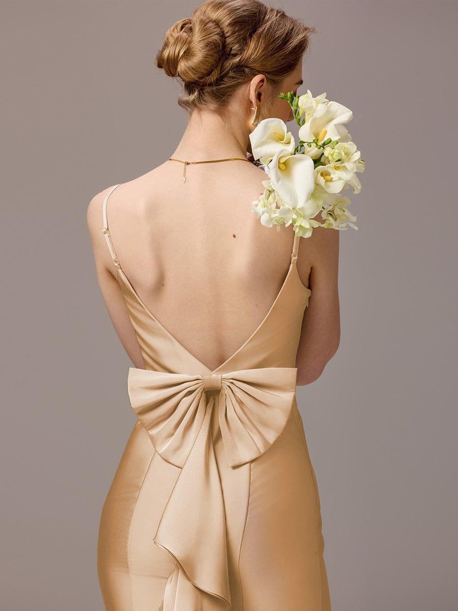 ever BELISSE|Designer Mermaid Bow Ruffled Satin Maxi Bridesmaid Dress