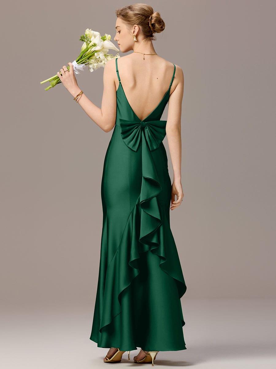 ever BELISSE|Designer Mermaid Bow Ruffled Satin Maxi Bridesmaid Dress