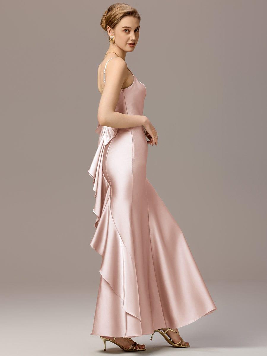 ever BELISSE|Designer Mermaid Bow Ruffled Satin Maxi Bridesmaid Dress