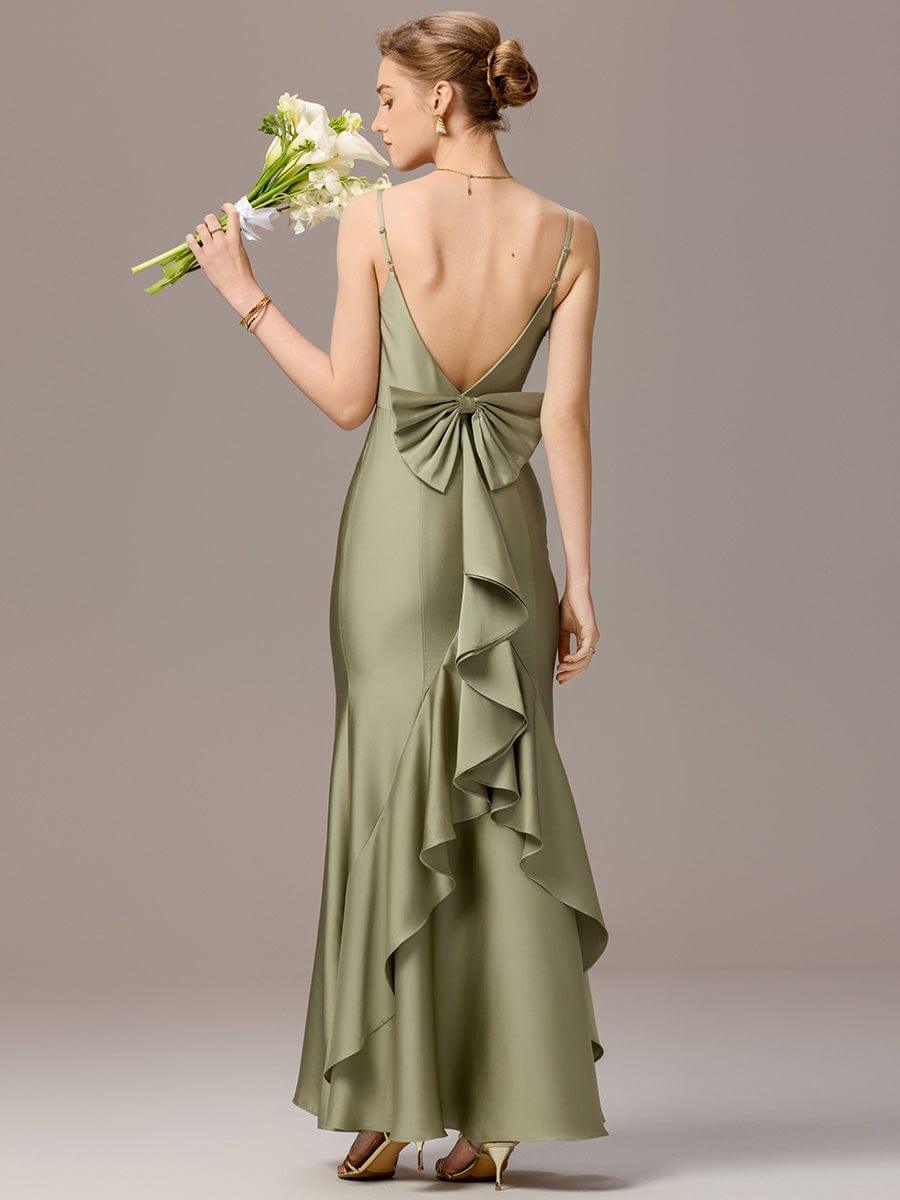 ever BELISSE|Designer Mermaid Bow Ruffled Satin Maxi Bridesmaid Dress