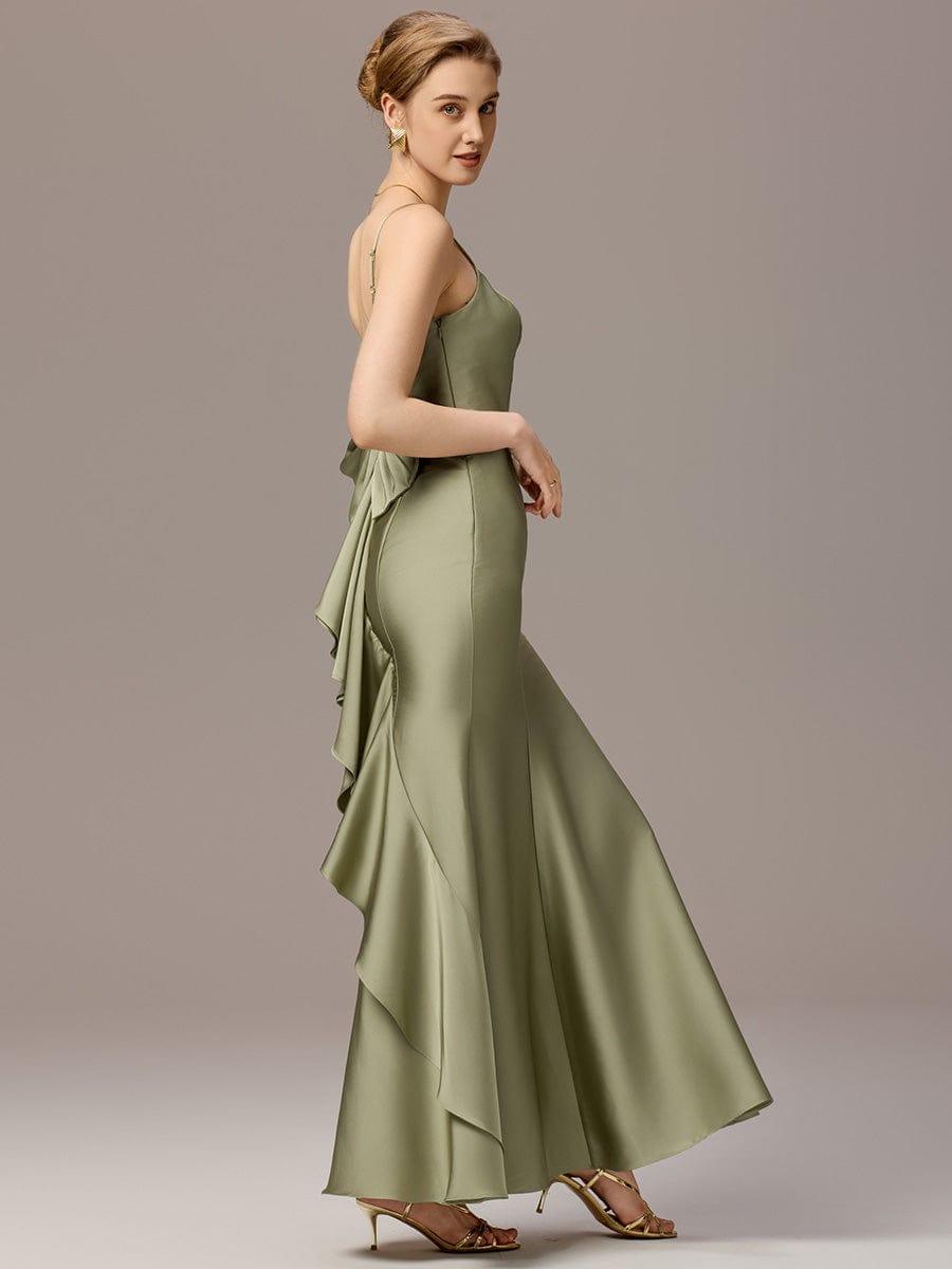 ever BELISSE|Designer Mermaid Bow Ruffled Satin Maxi Bridesmaid Dress