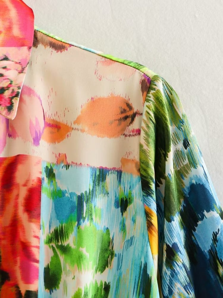 Women's Floral Rainbow Paint Print Wrap Tie Playsuit