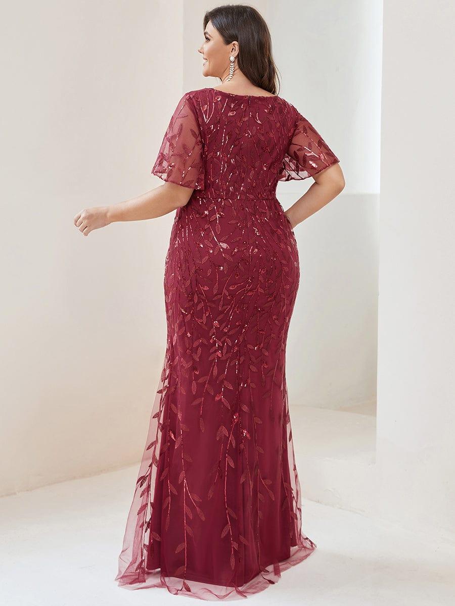 ever DIONE|Gorgeous V Neck Leaf-Sequined Fishtail Party Dress(Final Sale)