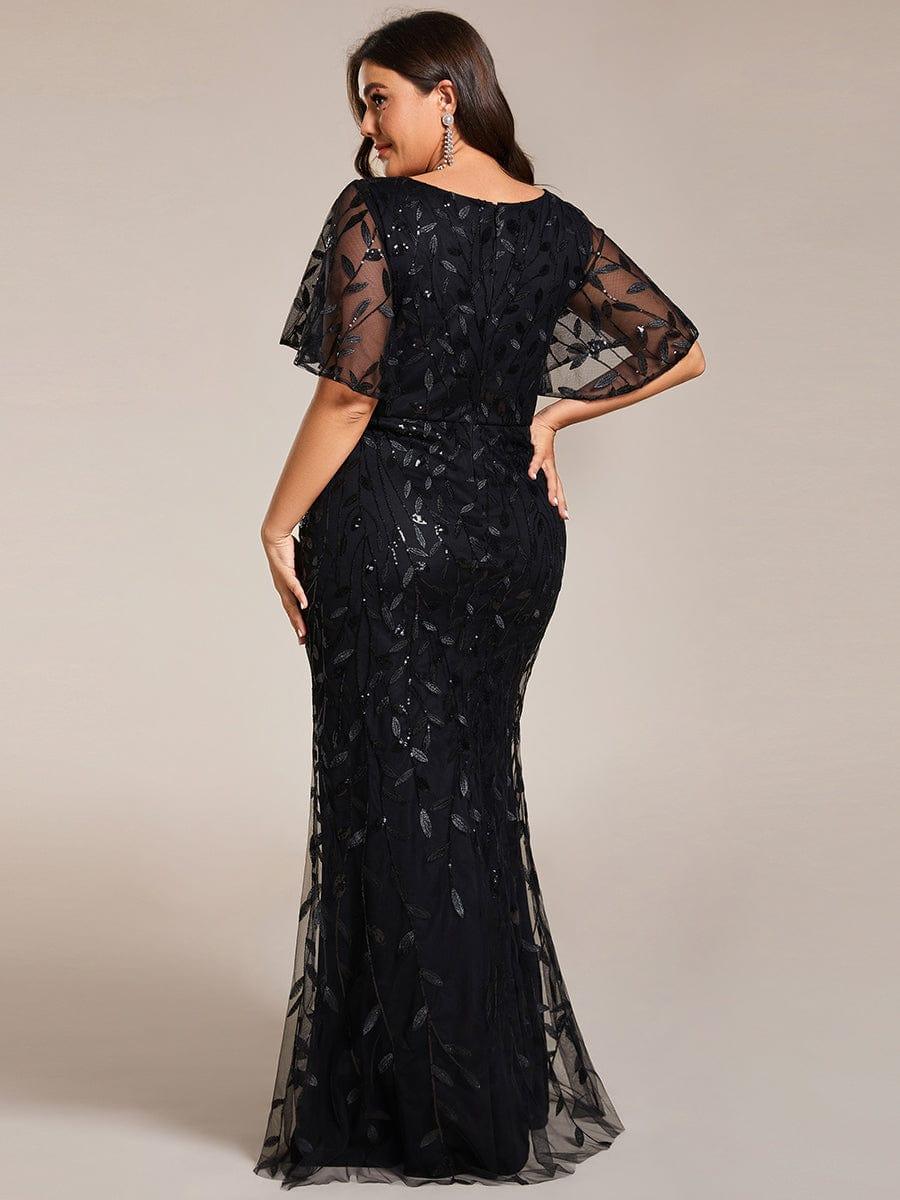 ever DIONE|Gorgeous V Neck Leaf-Sequined Fishtail Party Dress(Final Sale)