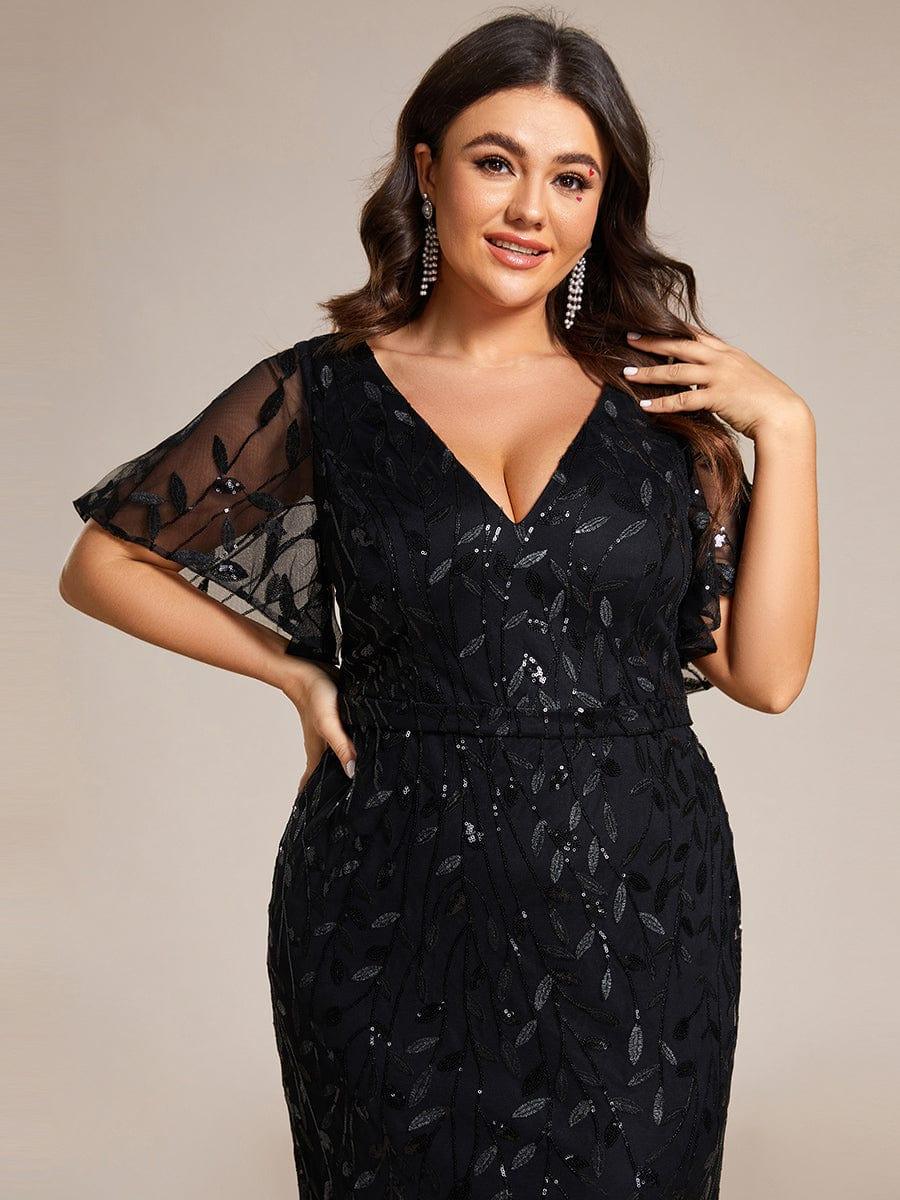 ever DIONE|Gorgeous V Neck Leaf-Sequined Fishtail Party Dress(Final Sale)
