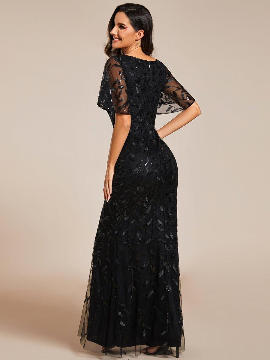ever DIONE|Gorgeous V Neck Leaf-Sequined Fishtail Party Dress(Final Sale)