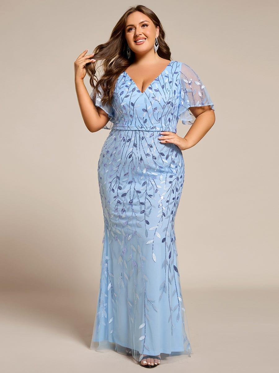 ever DIONE|Gorgeous V Neck Leaf-Sequined Fishtail Party Dress(Final Sale)