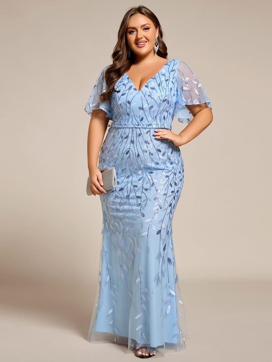 ever DIONE|Gorgeous V Neck Leaf-Sequined Fishtail Party Dress(Final Sale)