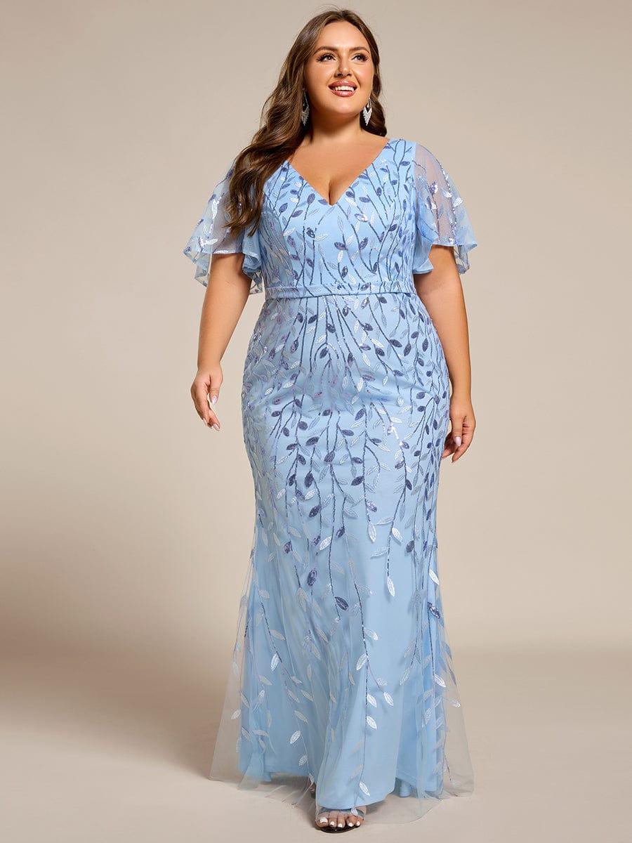 ever DIONE|Gorgeous V Neck Leaf-Sequined Fishtail Party Dress(Final Sale)