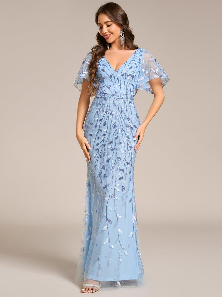 ever DIONE|Gorgeous V Neck Leaf-Sequined Fishtail Party Dress(Final Sale)