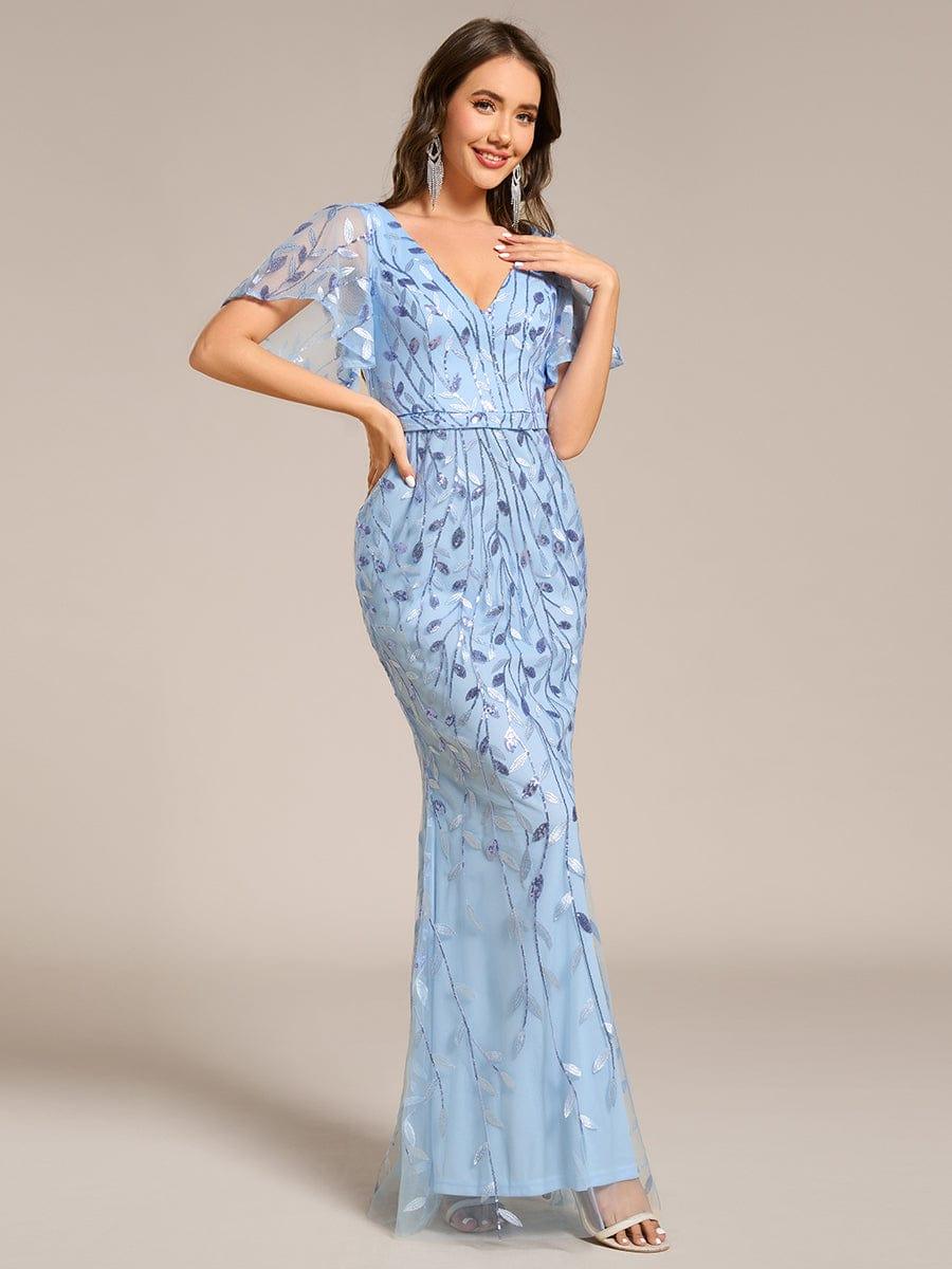ever DIONE|Gorgeous V Neck Leaf-Sequined Fishtail Party Dress(Final Sale)