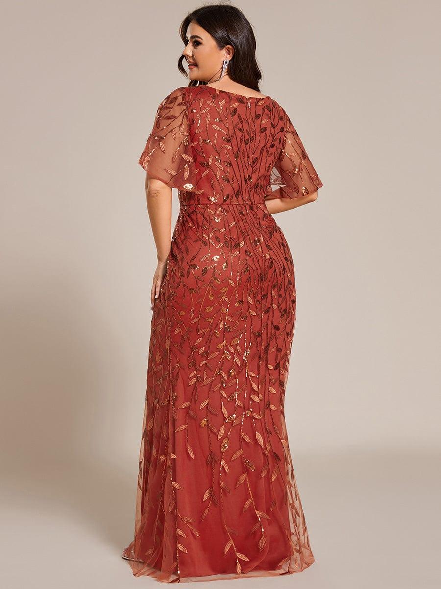 ever DIONE|Gorgeous V Neck Leaf-Sequined Fishtail Party Dress(Final Sale)