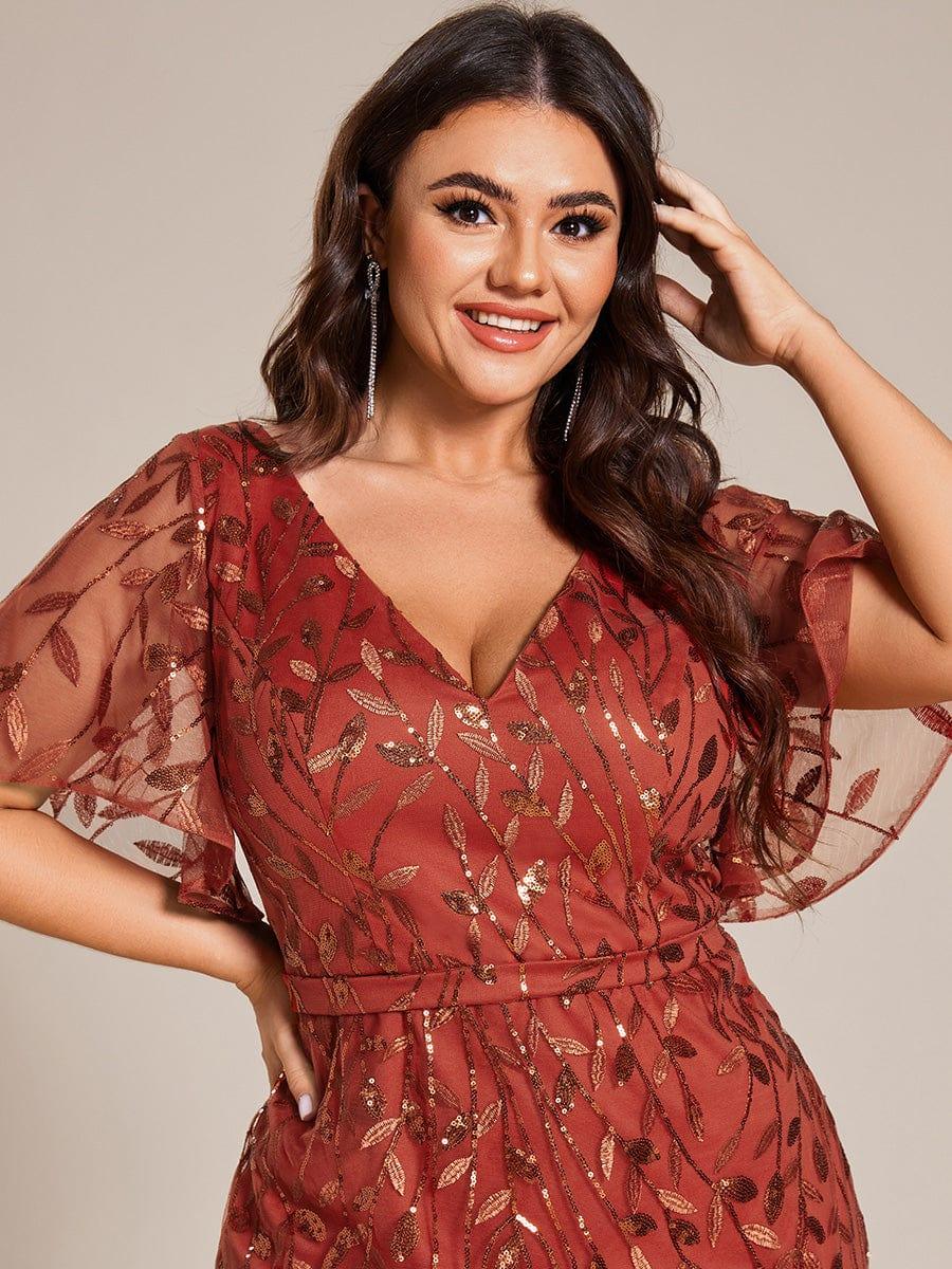 ever DIONE|Gorgeous V Neck Leaf-Sequined Fishtail Party Dress(Final Sale)