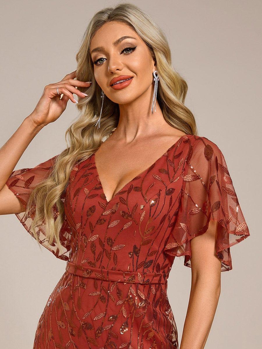 ever DIONE|Gorgeous V Neck Leaf-Sequined Fishtail Party Dress(Final Sale)