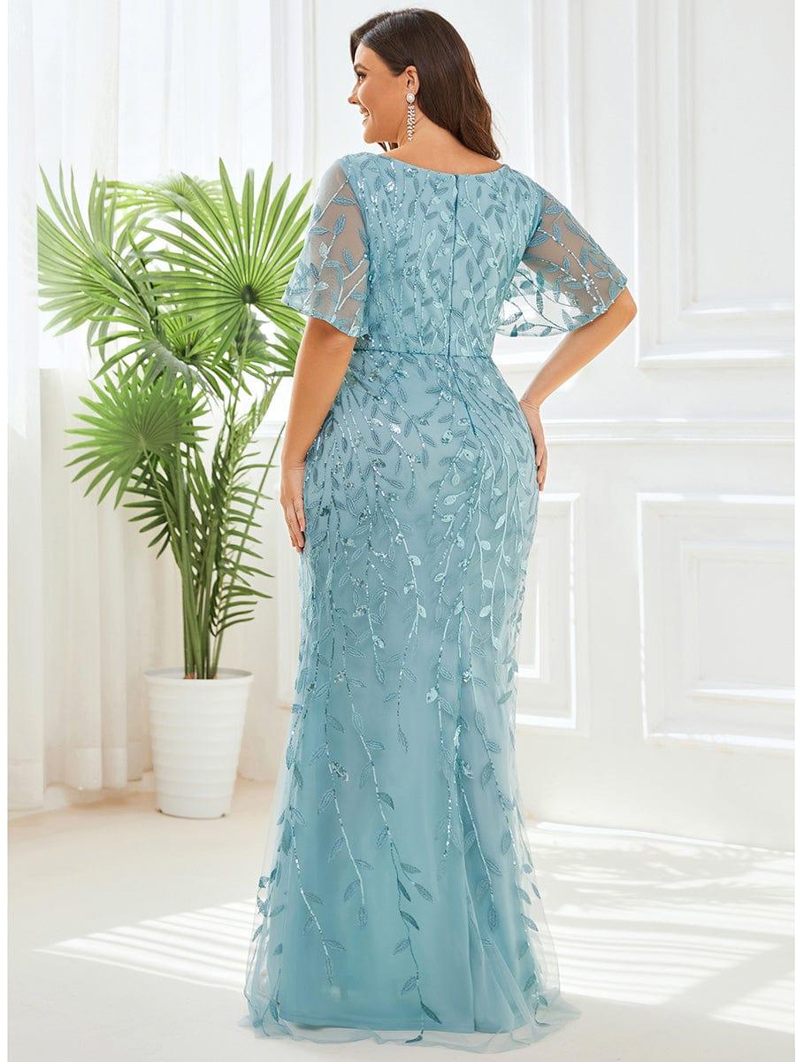 ever DIONE|Gorgeous V Neck Leaf-Sequined Fishtail Party Dress(Final Sale)