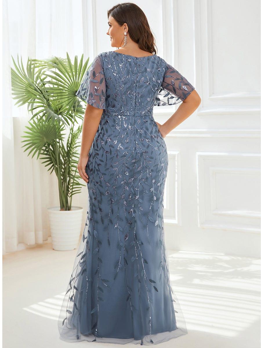 ever DIONE|Gorgeous V Neck Leaf-Sequined Fishtail Party Dress(Final Sale)