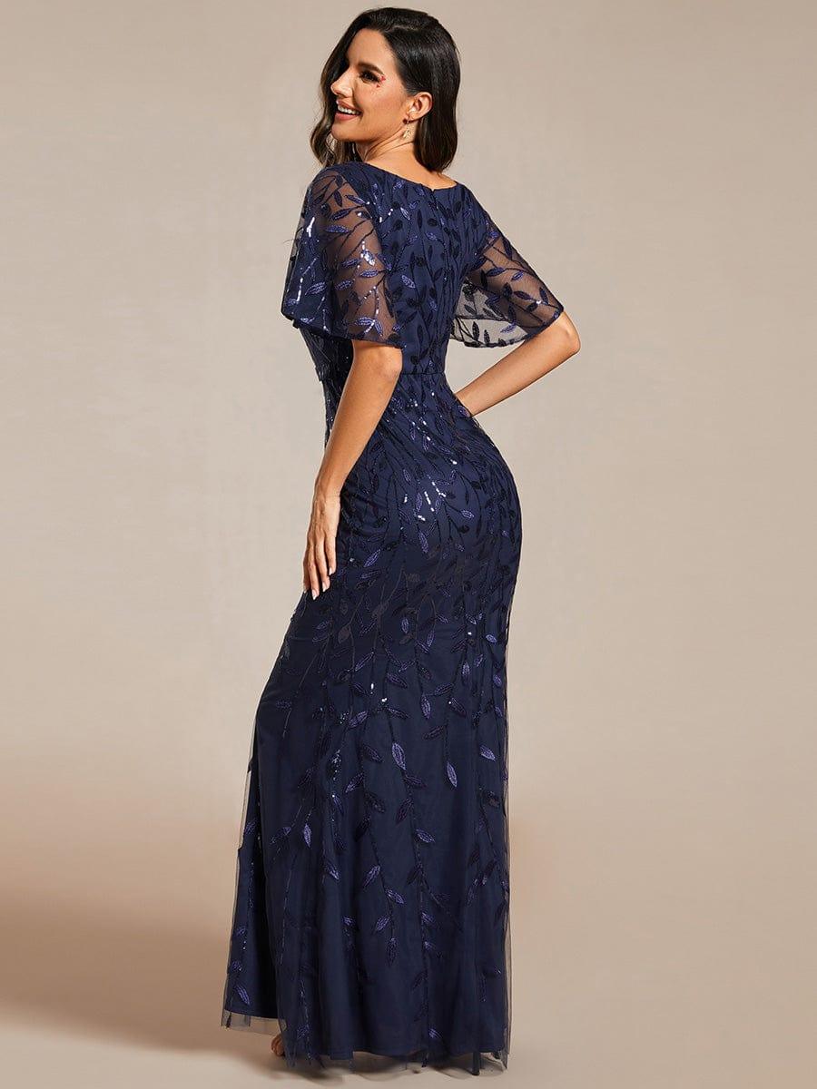 ever DIONE|Gorgeous V Neck Leaf-Sequined Fishtail Party Dress(Final Sale)
