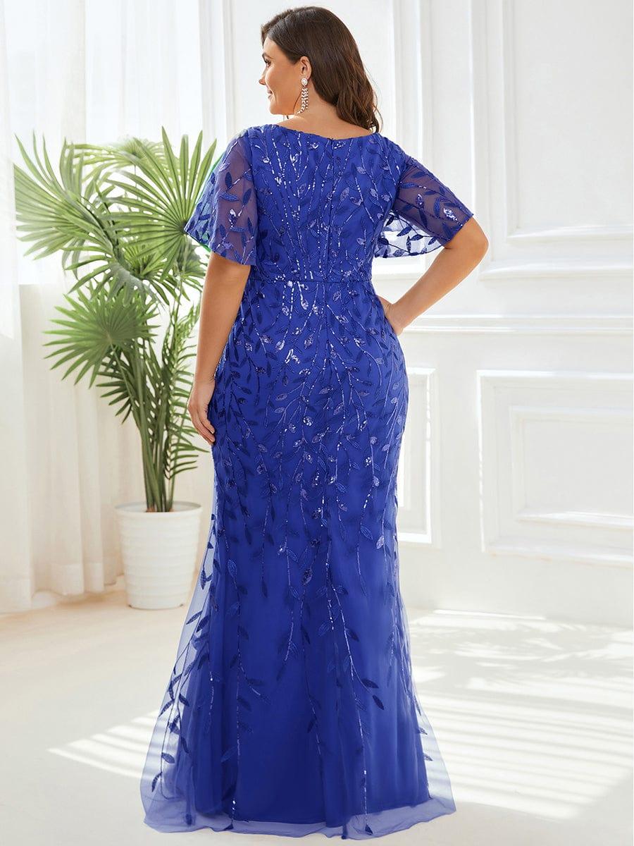ever DIONE|Gorgeous V Neck Leaf-Sequined Fishtail Party Dress(Final Sale)