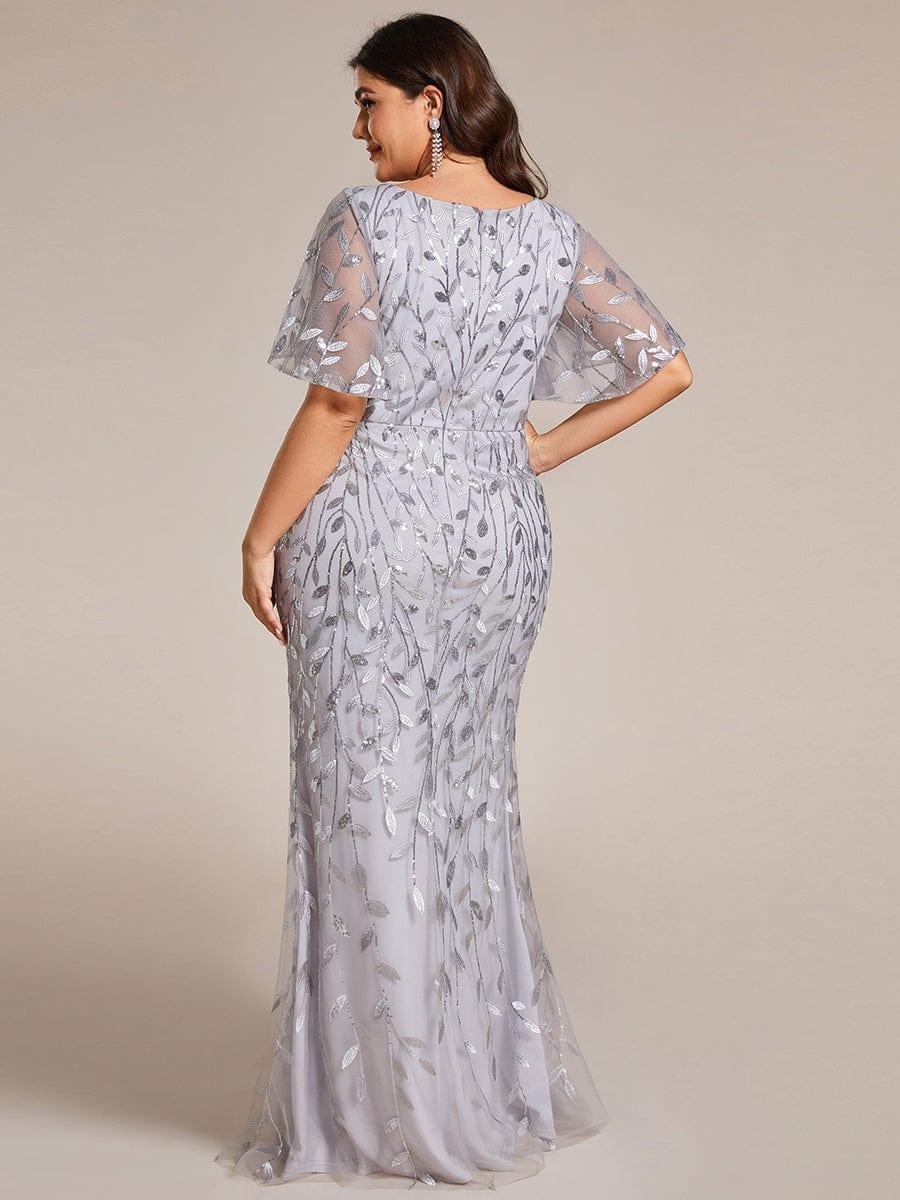 ever DIONE|Gorgeous V Neck Leaf-Sequined Fishtail Party Dress(Final Sale)