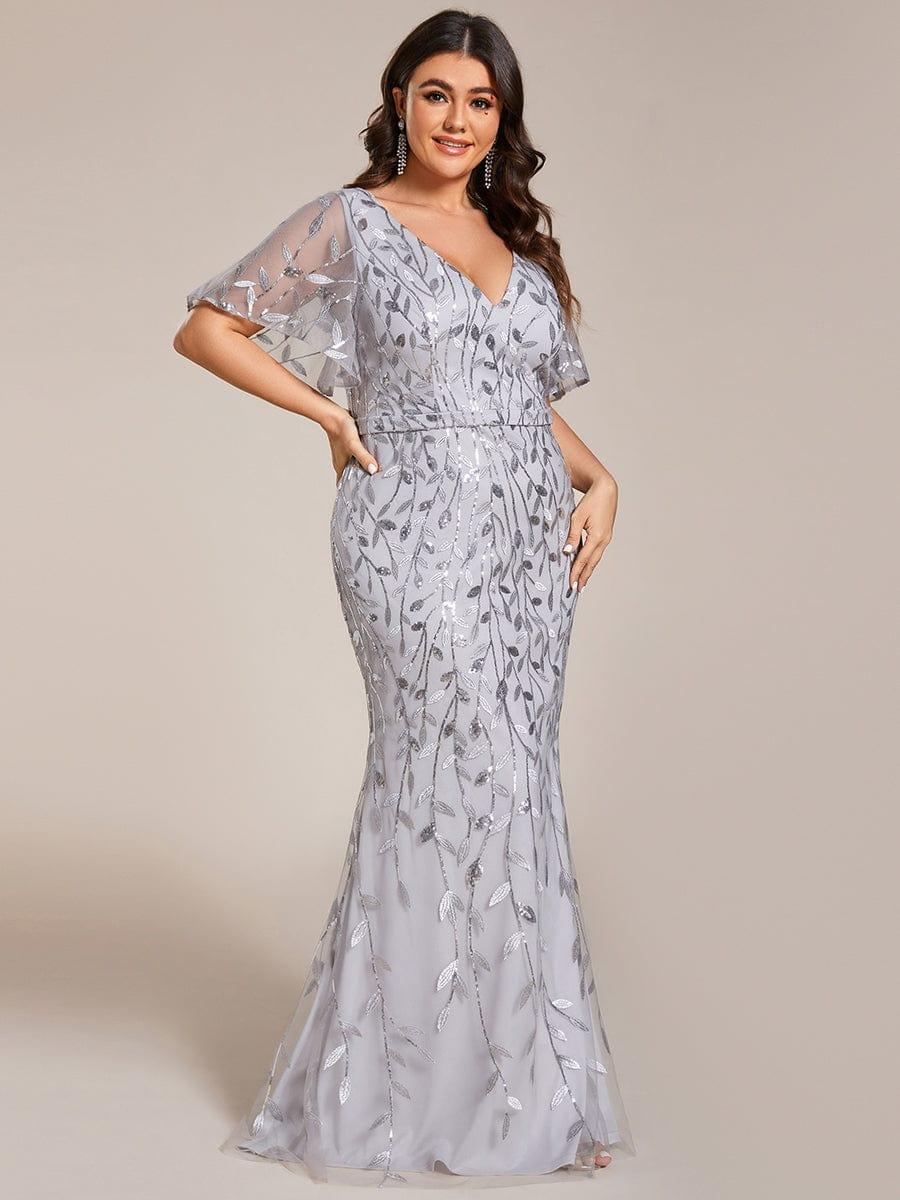 ever DIONE|Gorgeous V Neck Leaf-Sequined Fishtail Party Dress(Final Sale)