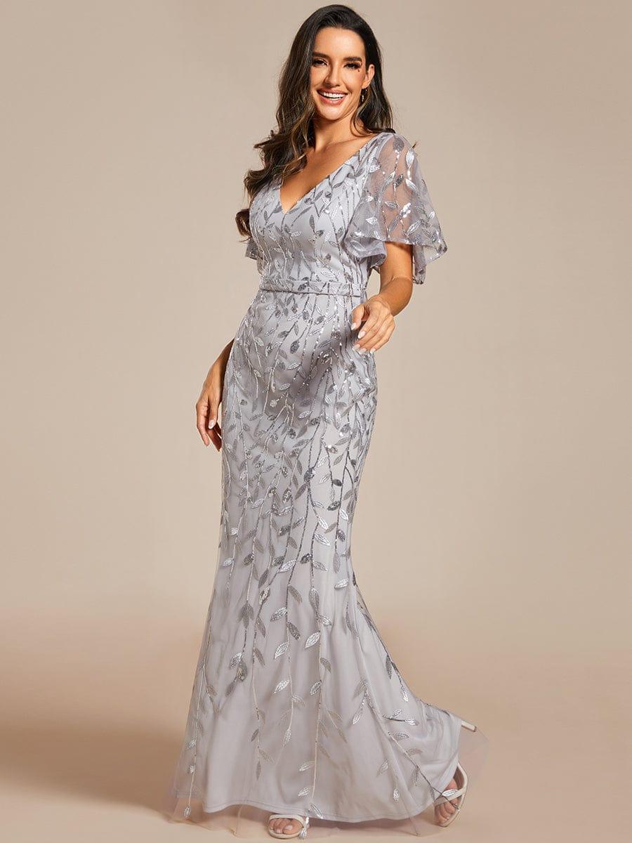 ever DIONE|Gorgeous V Neck Leaf-Sequined Fishtail Party Dress(Final Sale)