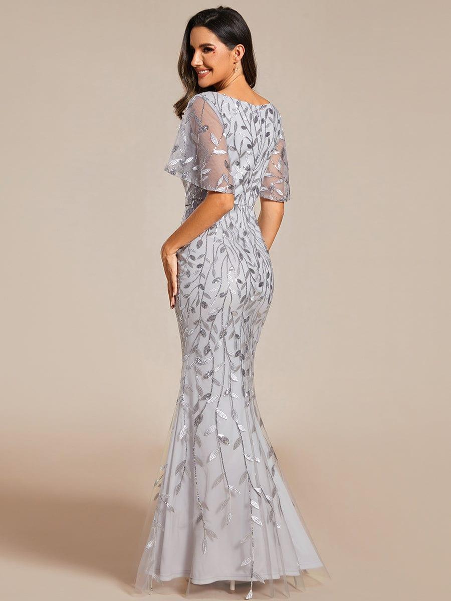 ever DIONE|Gorgeous V Neck Leaf-Sequined Fishtail Party Dress(Final Sale)