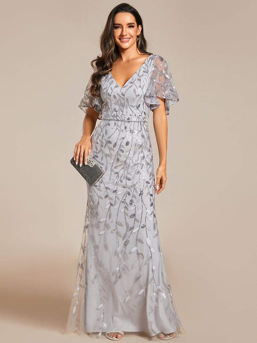 ever DIONE|Gorgeous V Neck Leaf-Sequined Fishtail Party Dress(Final Sale)