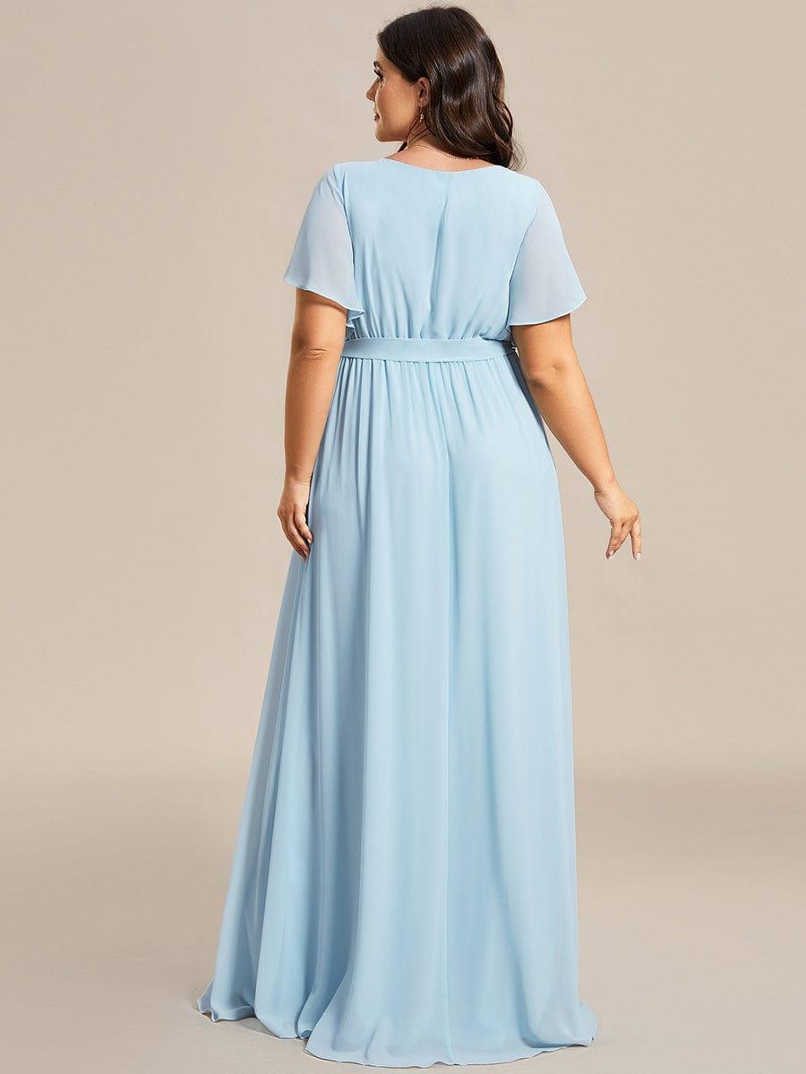 ever LEORA|V-Neck Flutter Sleeve Floor-Length A-Line Chiffon Evening Dress