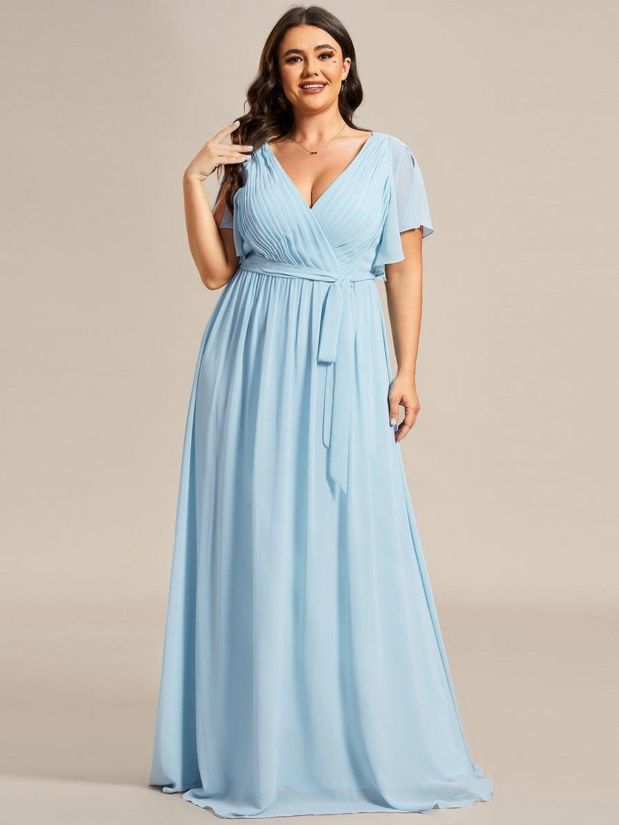 ever LEORA|V-Neck Flutter Sleeve Floor-Length A-Line Chiffon Bridesmaid Dress