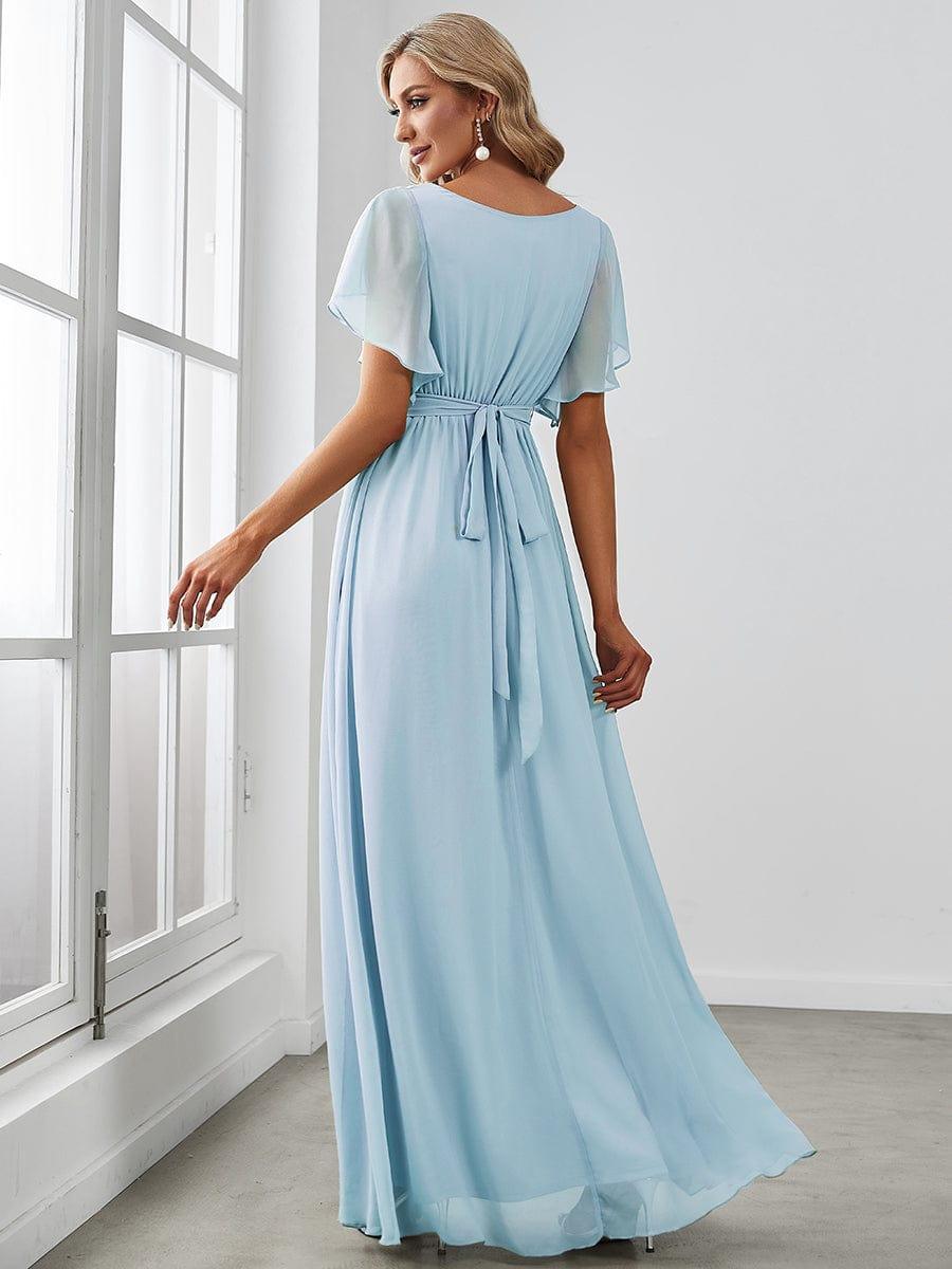ever LEORA|V-Neck Flutter Sleeve Floor-Length A-Line Chiffon Bridesmaid Dress