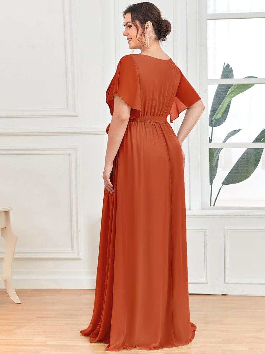 ever LEORA|V-Neck Flutter Sleeve Floor-Length A-Line Chiffon Bridesmaid Dress
