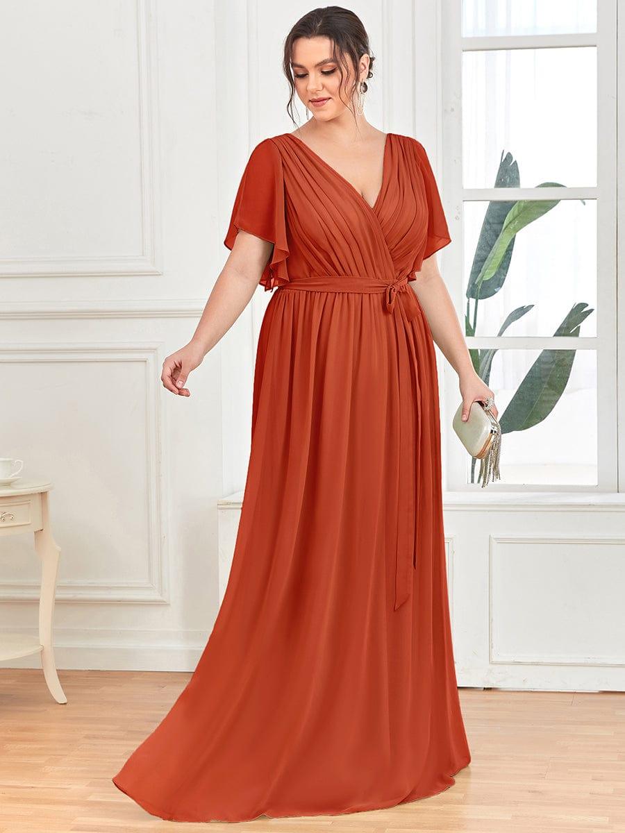 ever LEORA|V-Neck Flutter Sleeve Floor-Length A-Line Chiffon Bridesmaid Dress