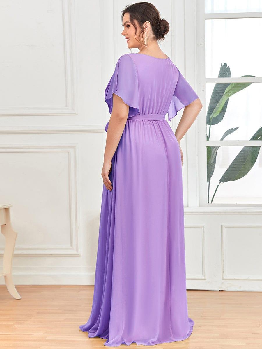 ever LEORA|V-Neck Flutter Sleeve Floor-Length A-Line Chiffon Bridesmaid Dress