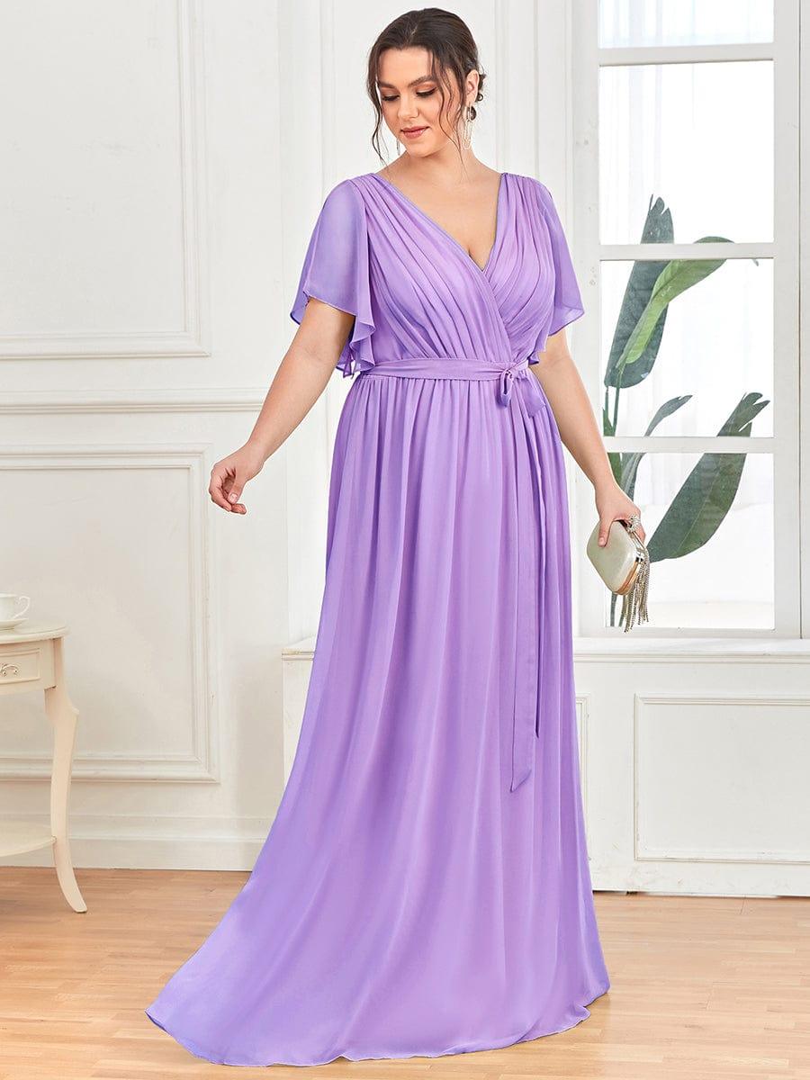 ever LEORA|V-Neck Flutter Sleeve Floor-Length A-Line Chiffon Bridesmaid Dress