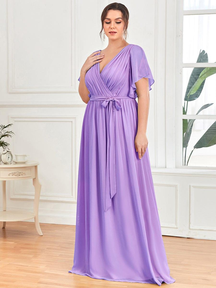 ever LEORA|V-Neck Flutter Sleeve Floor-Length A-Line Chiffon Bridesmaid Dress