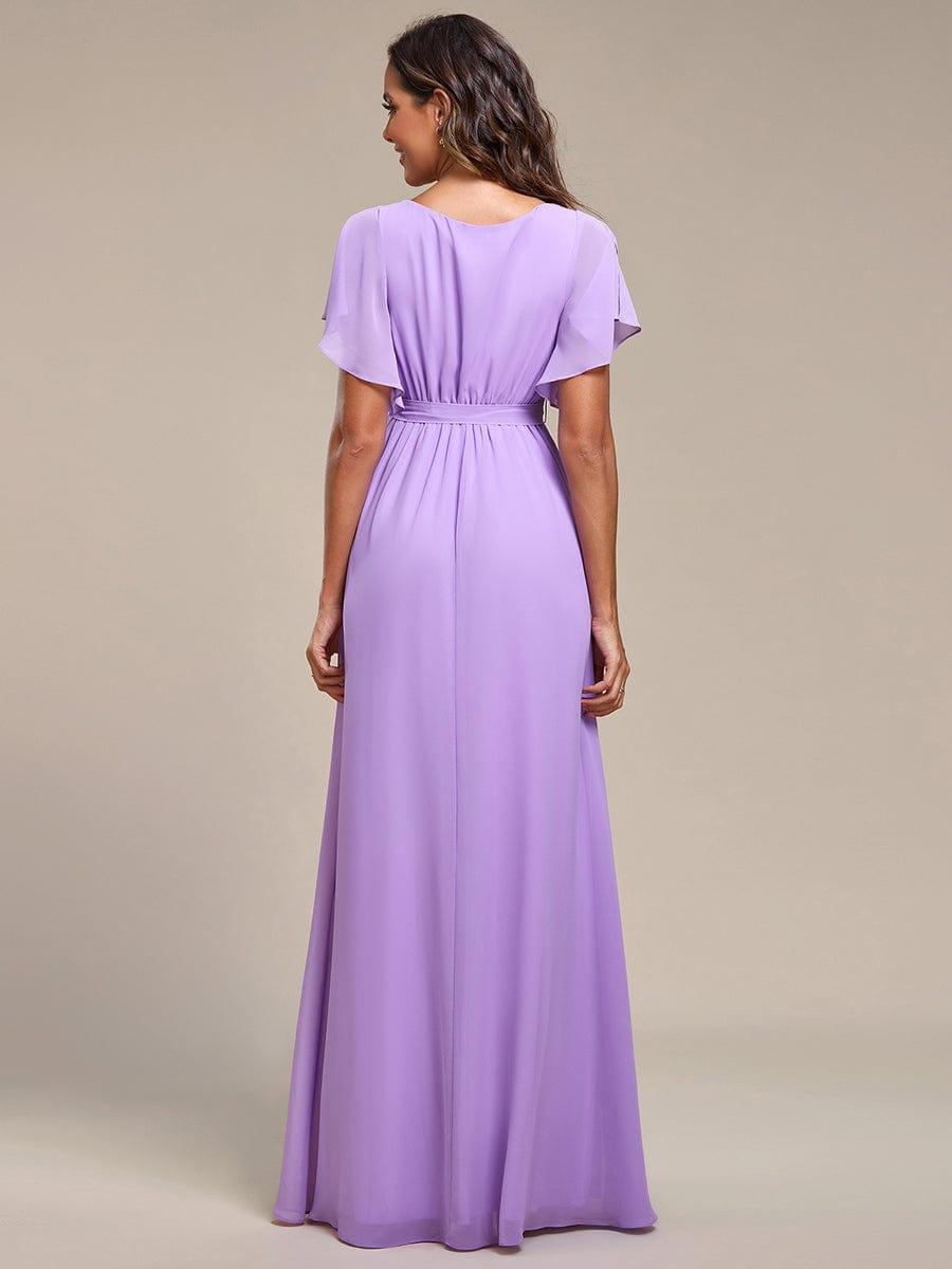 ever LEORA|V-Neck Flutter Sleeve Floor-Length A-Line Chiffon Bridesmaid Dress