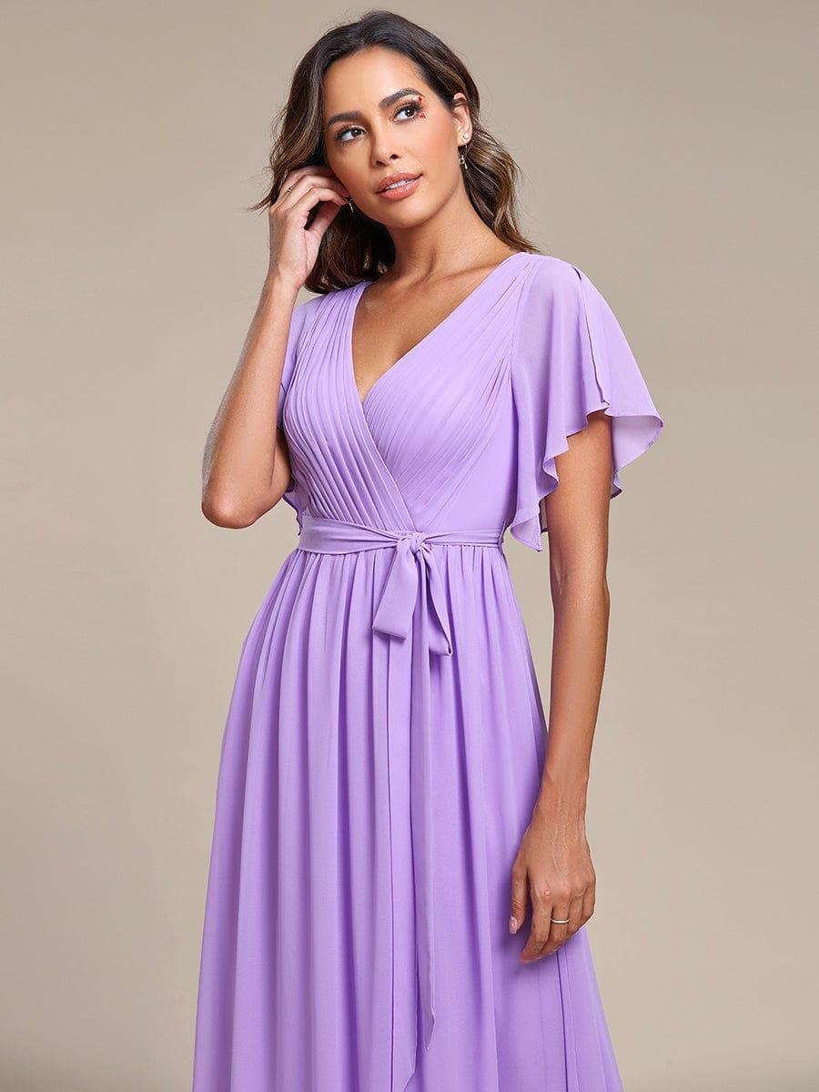 ever LEORA|V-Neck Flutter Sleeve Floor-Length A-Line Chiffon Bridesmaid Dress
