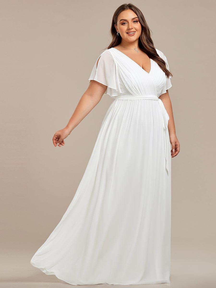 ever LEORA|V-Neck Flutter Sleeve Floor-Length A-Line Chiffon Bridesmaid Dress