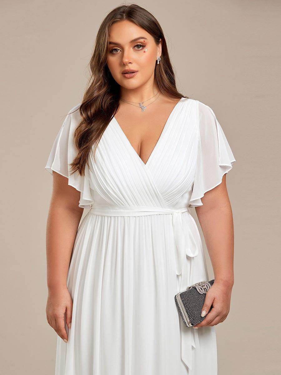 ever LEORA|V-Neck Flutter Sleeve Floor-Length A-Line Chiffon Bridesmaid Dress