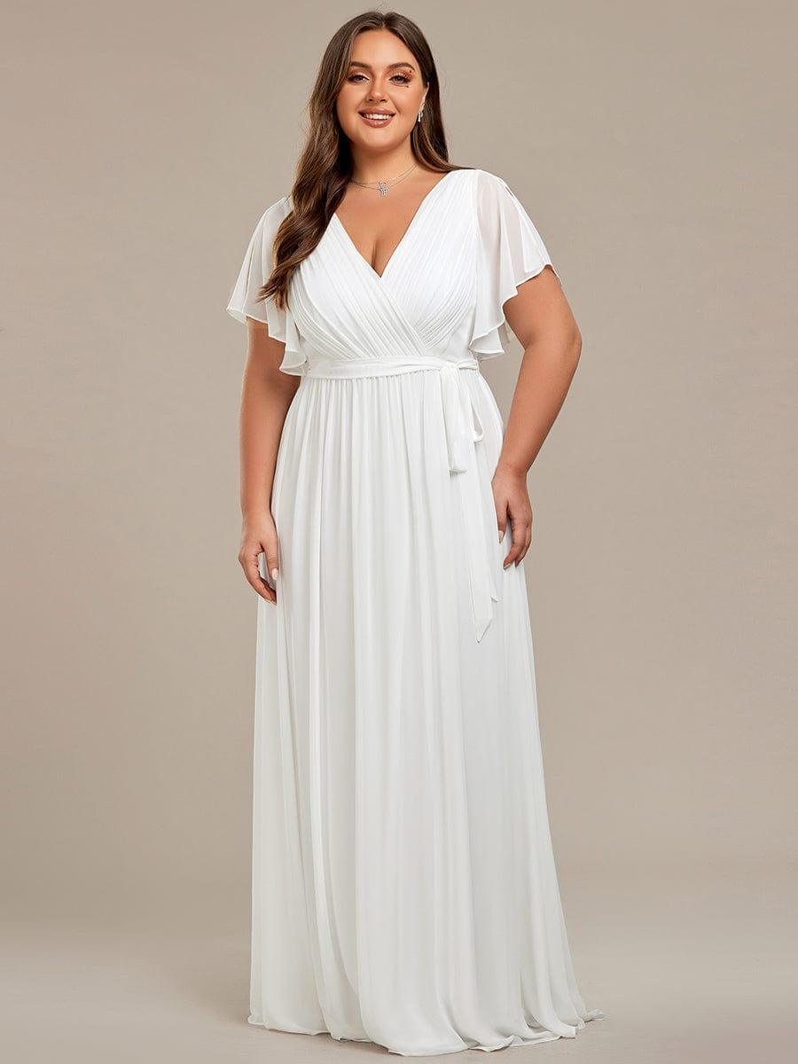 ever LEORA|V-Neck Flutter Sleeve Floor-Length A-Line Chiffon Bridesmaid Dress