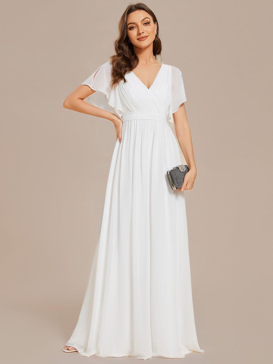ever LEORA|V-Neck Flutter Sleeve Floor-Length A-Line Chiffon Bridesmaid Dress