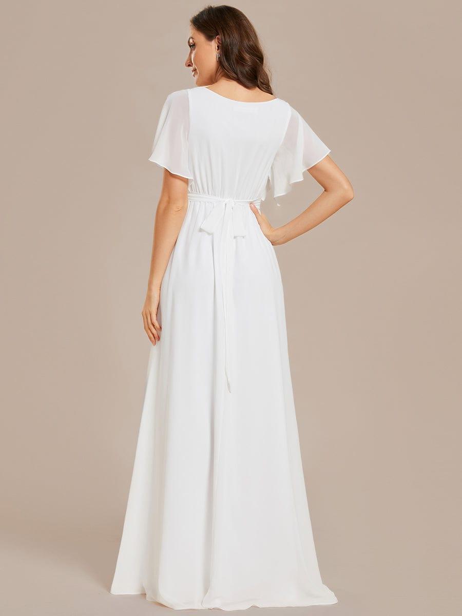 ever LEORA|V-Neck Flutter Sleeve Floor-Length A-Line Chiffon Bridesmaid Dress