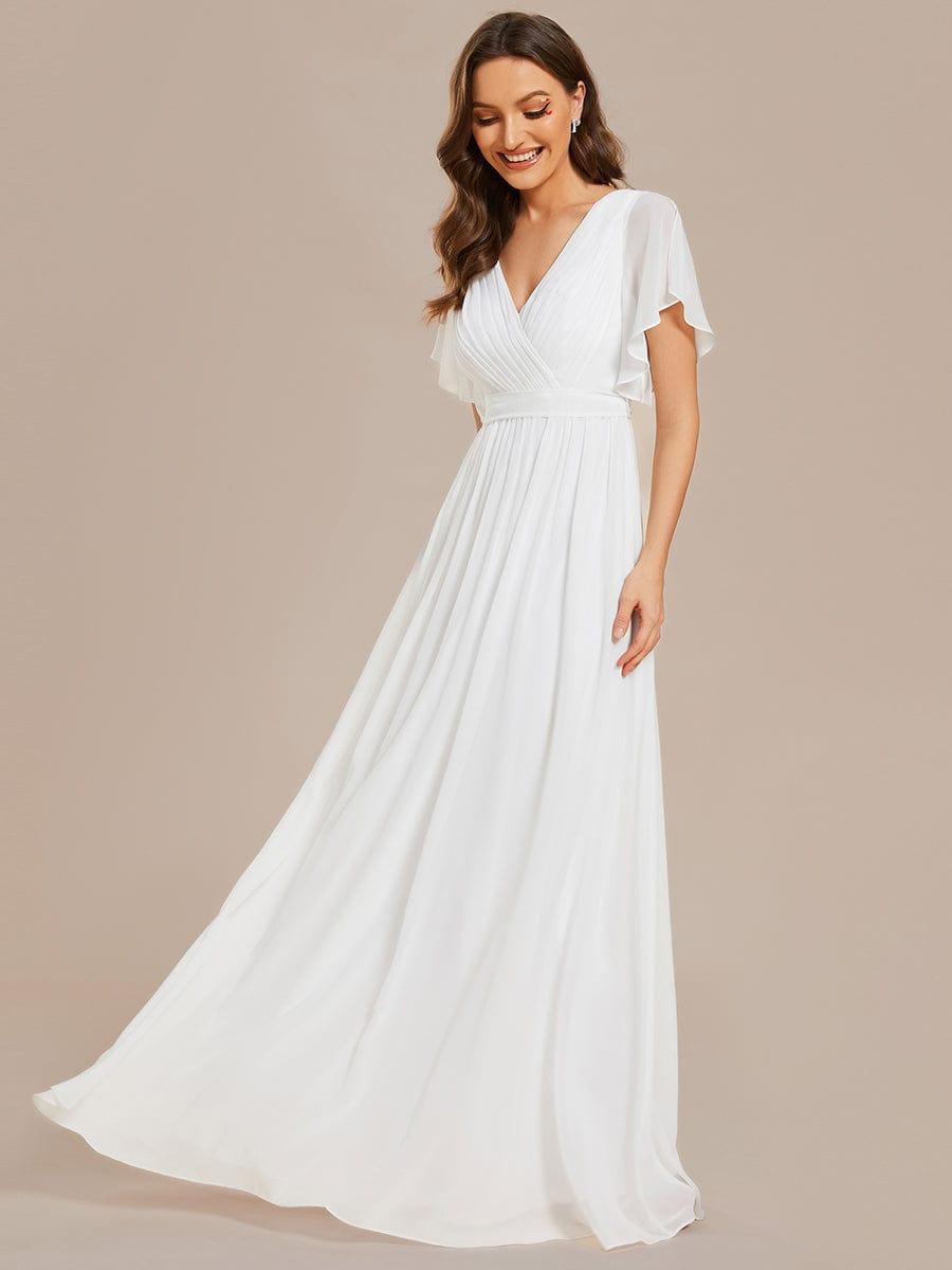 ever LEORA|V-Neck Flutter Sleeve Floor-Length A-Line Chiffon Bridesmaid Dress