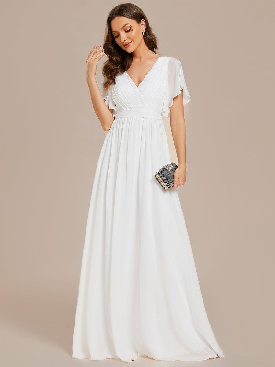 ever LEORA|V-Neck Flutter Sleeve Floor-Length A-Line Chiffon Bridesmaid Dress