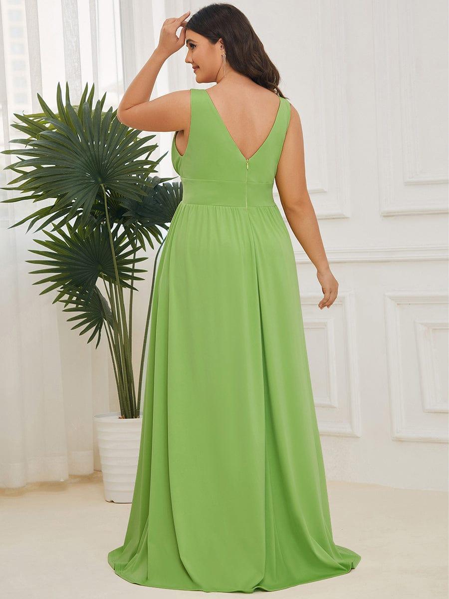 ever SORAYA|V-Neck High Slit Empire Waist Floor-Length Evening Dress