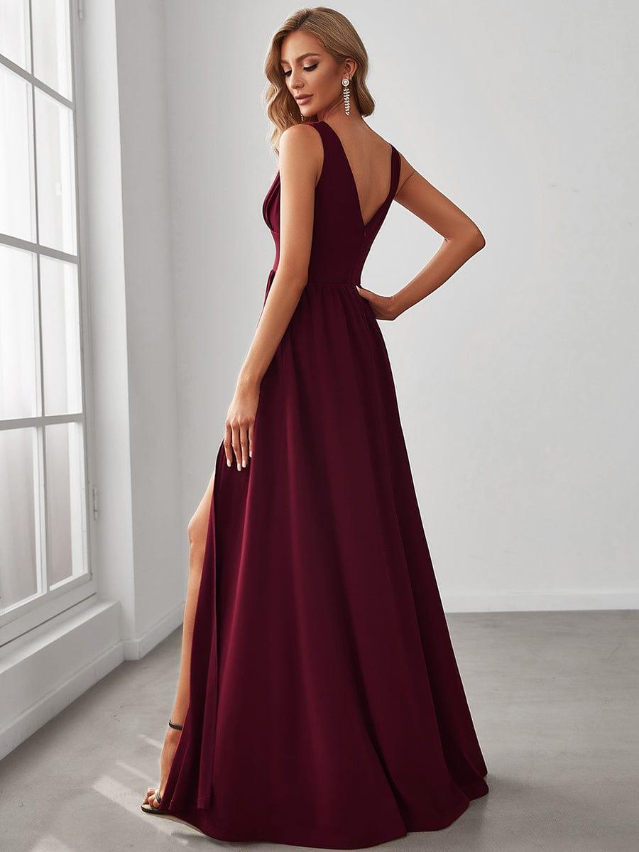 ever SORAYA|V-Neck High Slit Empire Waist Floor-Length Evening Dress