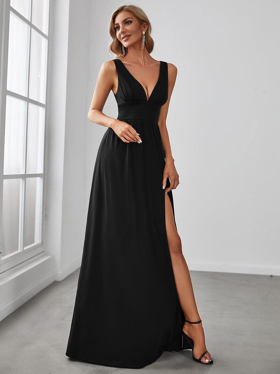 ever SORAYA|V-Neck High Slit Empire Waist Floor-Length Evening Dress