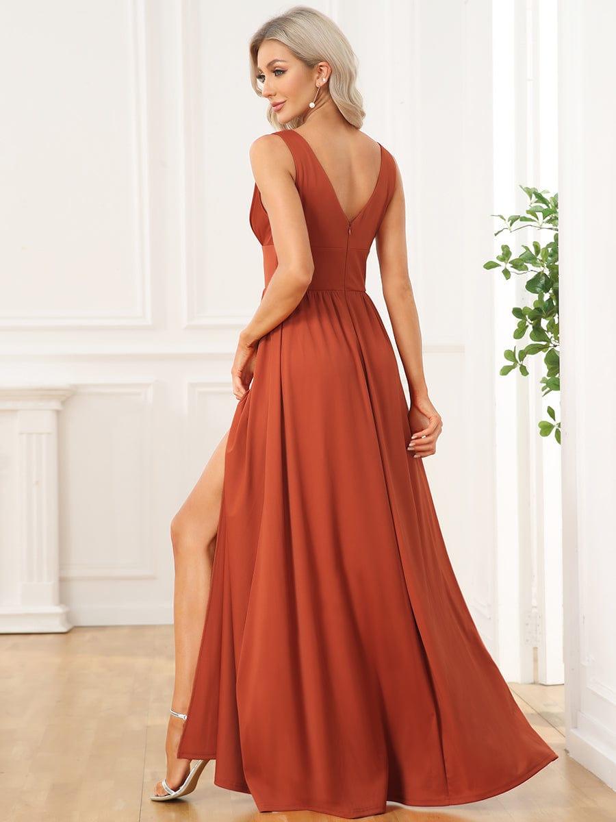 ever SORAYA|V-Neck High Slit Empire Waist Floor-Length Evening Dress