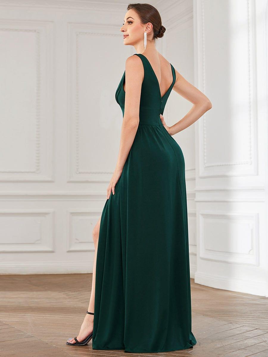 ever SORAYA|V-Neck High Slit Empire Waist Floor-Length Evening Dress