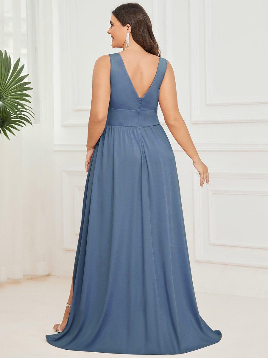 ever SORAYA|V-Neck High Slit Empire Waist Floor-Length Evening Dress